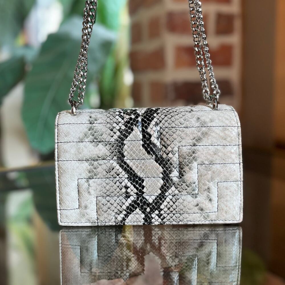 JIMMY CHOO Avenue Mini Snake Embossed Shoulder Bag - Picture 3 of 11